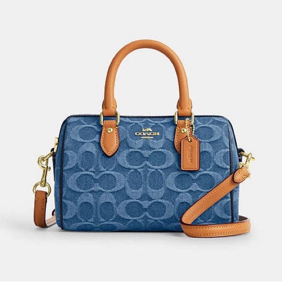 Coach Handbags - NWT Coach Micro Rowan Crossbody Signature Denim Mini Boston Bag CDQ36